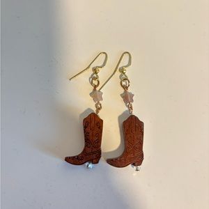 Handmade cowgirl boot earrings